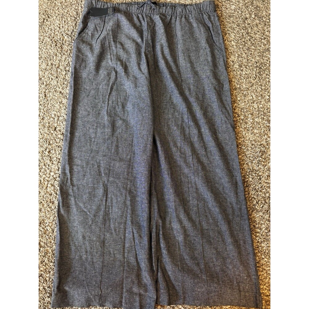GAP Womens XL Pull On Linen Pants Light Blue Wide Leg Drawstring NWT GP012714